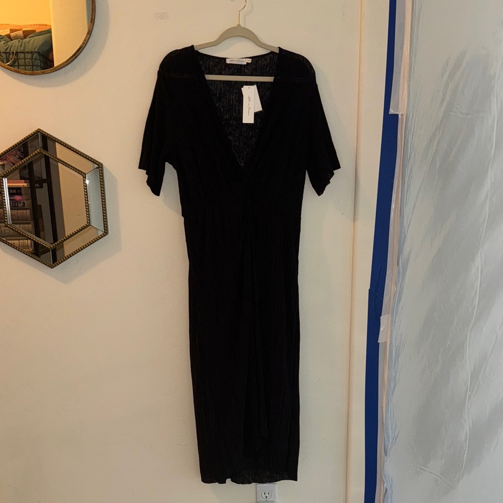 All in Favor Black Midi Dress